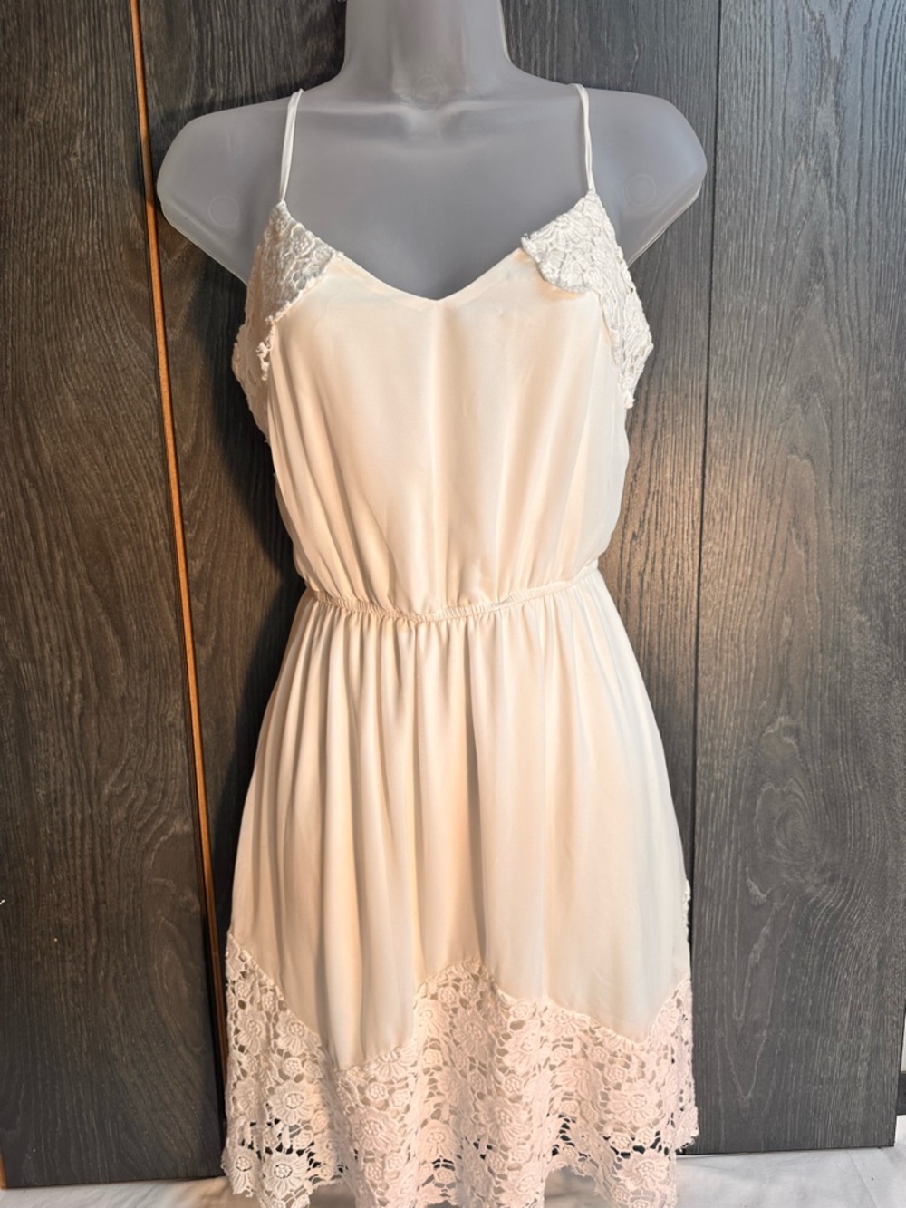 Cream Lace Trim Slip Dress Maurice’s Size S